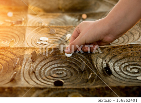 Symbols of Buddhism. South-Eastern Asia. Details of buddhist temple in Thailand. Symbols of Buddhism. South-Eastern Asia. Details of buddhist temple in Thailand. 136862401