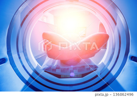 Patient in the room of computed tomography at hospital. Patient in the room of computed tomography at hospital. 136862496