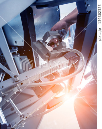 Modern surgical system. Medical robot. Minimally invasive robotic surgery. Modern surgical system. Medical robot. Minimally invasive robotic surgery. 136862528