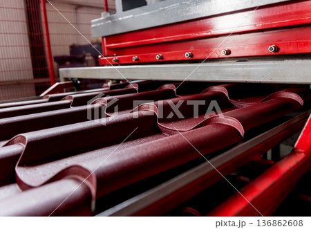 Metal sheet forming machine at the modern metalwork factory. 136862608