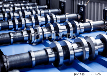 Metal sheet forming machine at the modern metalwork factory. 136862630