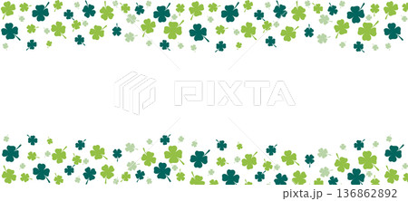 St. Patrick's Day celebration shamrock frame in transparent or white background, creating a festive luck theme for March 136862892