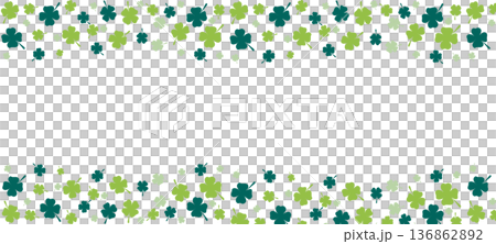 St. Patrick's Day celebration shamrock frame in transparent or white background, creating a festive luck theme for March 136862892