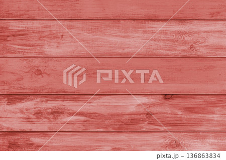 Red colored painted wooden board, horizontal planks texture, rustic wall surface, background Red colored painted wooden board, horizontal planks texture, rustic wall surface, background 136863834