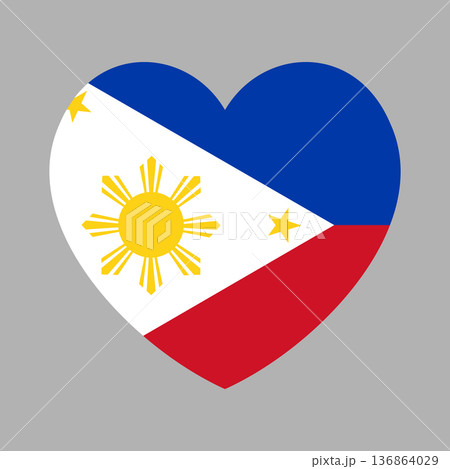 Philippines Flag heart icon. Flag of Philippines badge heart shaped. National Philippine flag symbol, button. 136864029