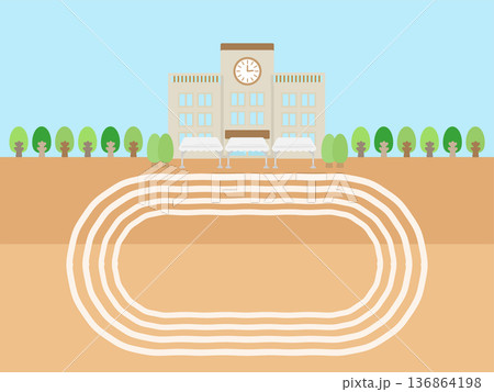 学校の校庭　イラスト 136864198