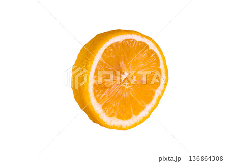 Half a lemon on a white background in isolation 136864308