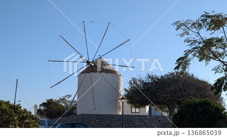 Old windmill with blue sky on the hill Old windmill with blue sky on the hill 136865039