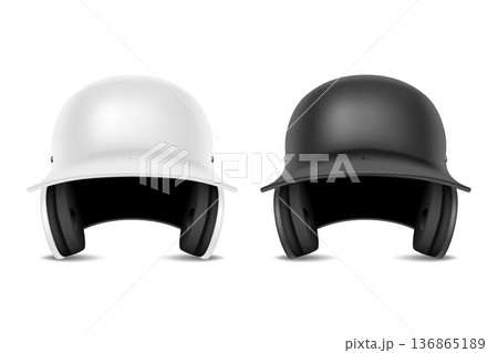 Vector 3d American Football Helmet Set Isolated. Black and White Protective Sports Headgear. Gridiron Equipment, Safety Gear, Front View. Realistic Vector Illustration Vector 3d American Football Helmet Set Isolated. Black and White Protective Sports Headgear. Gridiron Equipment, Safety Gear, Front View. Realistic Vector Illustration 136865189