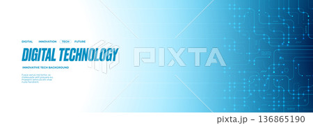 Tech banner with flowing lines and circuit patterns.  136865190