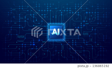 AI chip with abstract circuit board on technology blue background 136865192