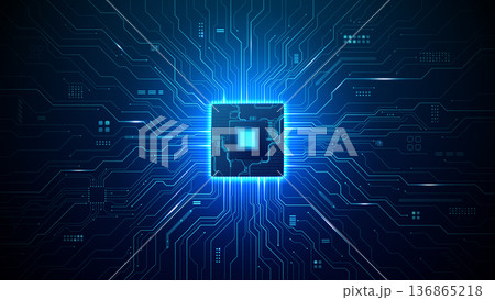 Futuristic CPU architecture with intricate pathways 136865218