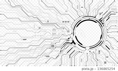 Futuristic HUD portal with radiating electric pathways 136865254
