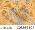 Soft pastel floral Ebru marbling texture with elegant tulip patterns and liquid ink 136865402