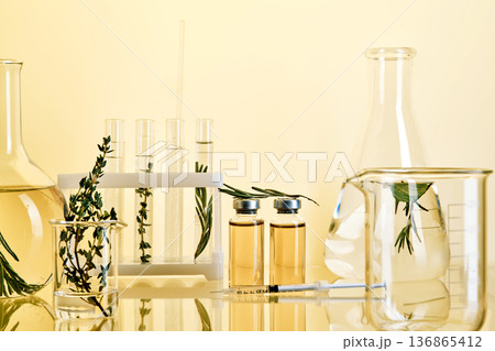 Creating natural plant based cosmetic products in laboratory 136865412