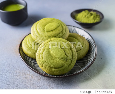 抹茶クッキー 和風焼き菓子のスイーツイメージ 136866485