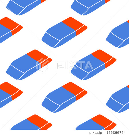 Seamless pattern with blue and red eraser. Back to school print. 136866734
