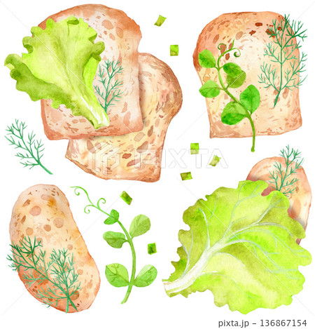 Set of bread with greens 136867154