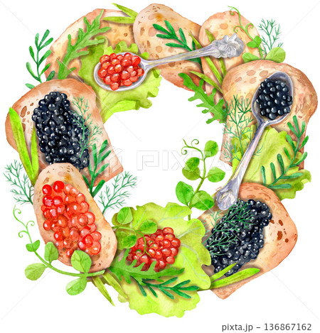 Wreath of sandwiches with caviar 136867162