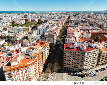 Aerial view of spanish town of Gandia. Spain 136867167