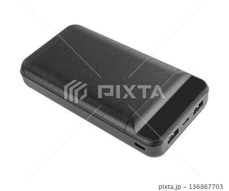 portable charger for phone, gadget for phone tablet, on white background portable charger for phone, gadget for phone tablet, on white background 136867703