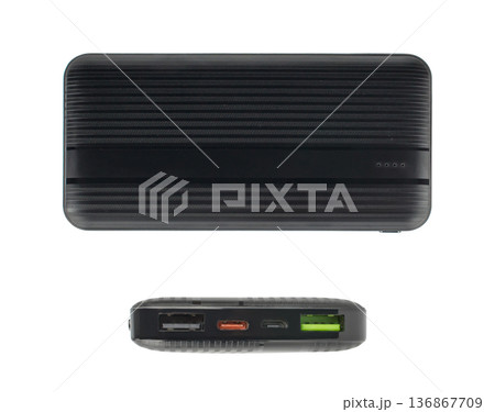 portable charger for phone, gadget for phone tablet, on white background 136867709
