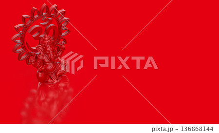 Red Ganesha with Om Symbol Background 3d render Red Ganesha with Om Symbol Background 3d render 136868144