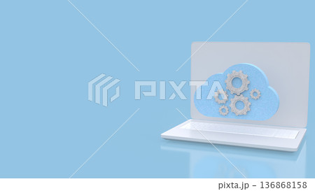 Cloud Computing Technology Concept on Laptop Screen 3d render. Cloud Computing Technology Concept on Laptop Screen 3d render. 136868158