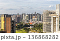 Urban neighborhood panorama featuring dense apartment towers and landscaped parkland 136868282