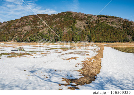浅春のマキノ町の田園風景 滋賀県高島市 浅春のマキノ町の田園風景 滋賀県高島市 136869329