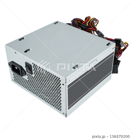 power supply for a computer, isolated on a white background 136870200