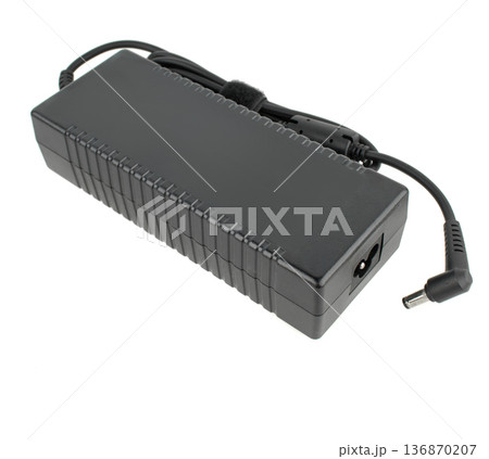 laptop power supply, laptop spare part, isolated on white background laptop power supply, laptop spare part, isolated on white background 136870207