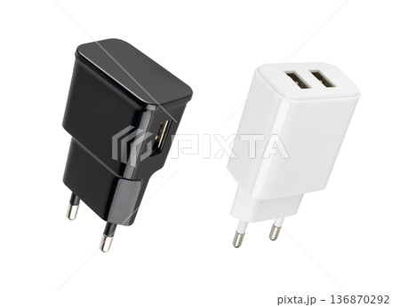power adapter for phone tablet, phone accessory, on white background 136870292