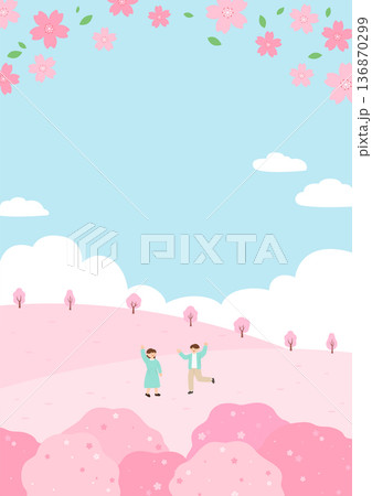 Vector illustration people in spring park. Vector illustration people in spring park. 136870299