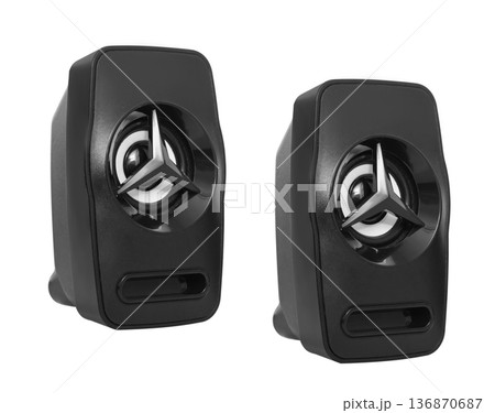 acoustic system, speakers for a computer, on a white background 136870687