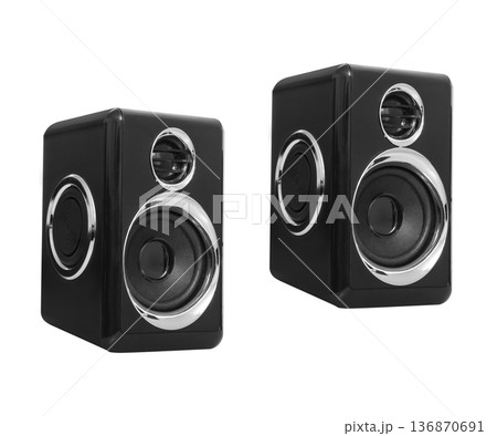 acoustic system, speakers for a computer, on a white background 136870691