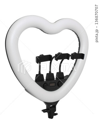 Selfie lamp with phone mount, isolated on white background Selfie lamp with phone mount, isolated on white background 136870707