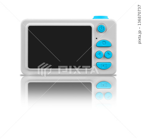 children's camera, on a white background with reflection children's camera, on a white background with reflection 136870737