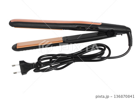 curling iron, device for drying hair, on a white background in isolation curling iron, device for drying hair, on a white background in isolation 136870841