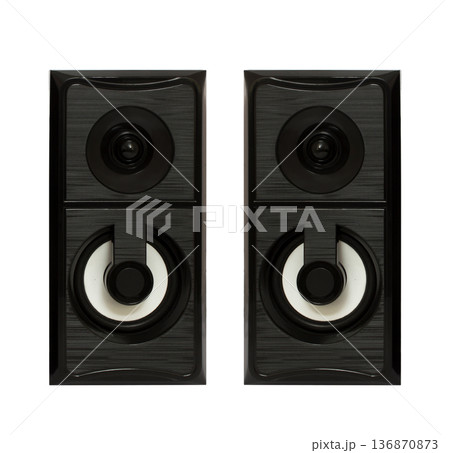 acoustic speakers for a computer, isolated on a white background acoustic speakers for a computer, isolated on a white background 136870873