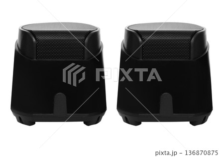 acoustic speakers for a computer, isolated on a white background acoustic speakers for a computer, isolated on a white background 136870875