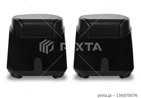 acoustic speakers for a computer, isolated on a white background 136870876
