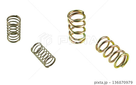 metal spring, isolated on white background, collage 136870979