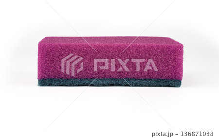 sponge for washing dishes, on a white background in isolation 136871038