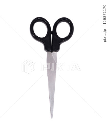 scissors with a black handle on a white background in isolation scissors with a black handle on a white background in isolation 136871170