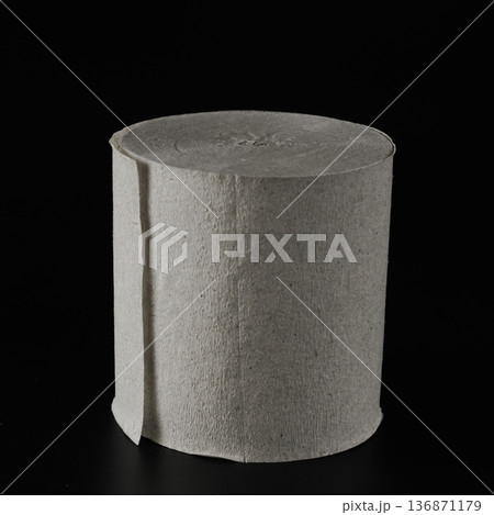 Roll of toilet paper on black background isolated Roll of toilet paper on black background isolated 136871179