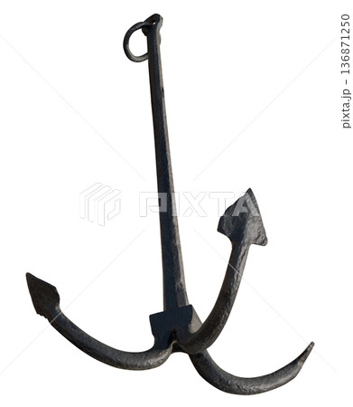 Vintage dilapidated ship anchor, on a white background in isolation 136871250