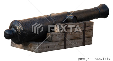 Antique artillery gun on a white background in isolation Antique artillery gun on a white background in isolation 136871415