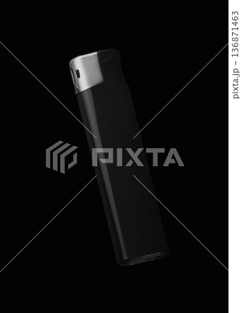 Black lighter on a black background isolated Black lighter on a black background isolated 136871463