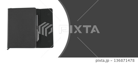 stationery notepad and pen, space for text 136871478